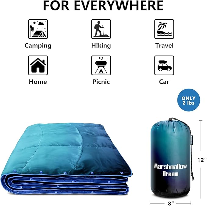 Camping Blanket, Puffy Blanket Lightweight Windproof Water Resistant for Outdoors,Hiking, Backpacking,Beach,Car,Picnic,Stadium