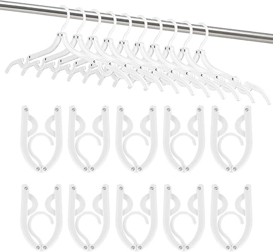 HOUSE DAY Travel Hangers, Portable Folding Hangers for Suitcase, Cruise Ship Essentials, Space Saving Clothes Hanger with Non-Slip Grooves for Vacation, Business Trip, Dorm (10 Pack White)