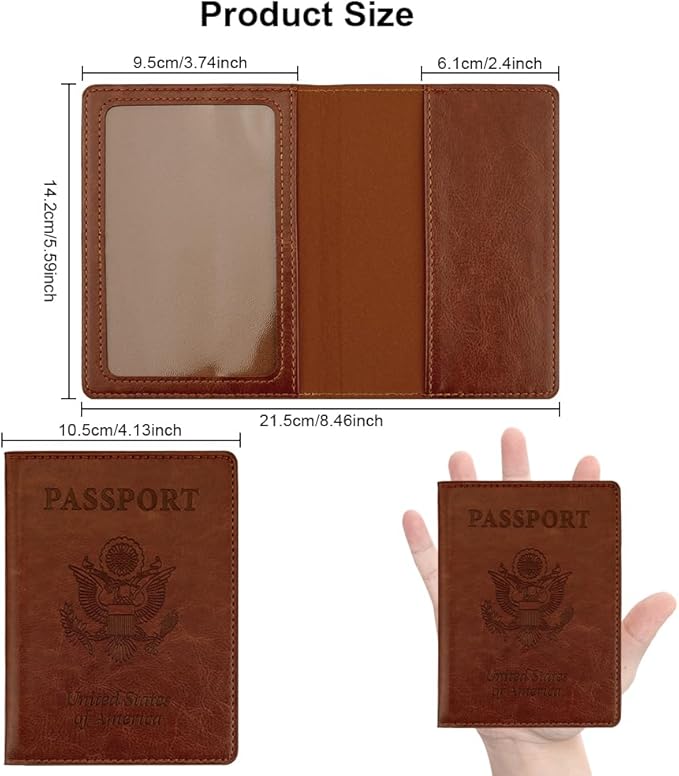 Passport Holder Women, Passport Holder, Passport Wallet Travel Must Haves, 1 Pack Passport Holder for Men, Passport Cover, Passport Case, Travel Passport Cover for Travel Essentials, Brown