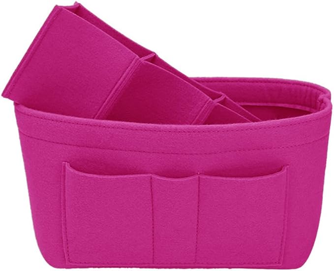 ZTUJO Purse Organizer Insert, Felt Bag Organizer For Handbag Purse Organizer,13 Colors, 6 Size (Slender Medium, Rose)