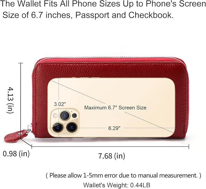 Moflycom Womens Wallet RFID Blocking Genuine Leather Zip Around Wallet Clutch Wristlet Travel Long Purse for Women