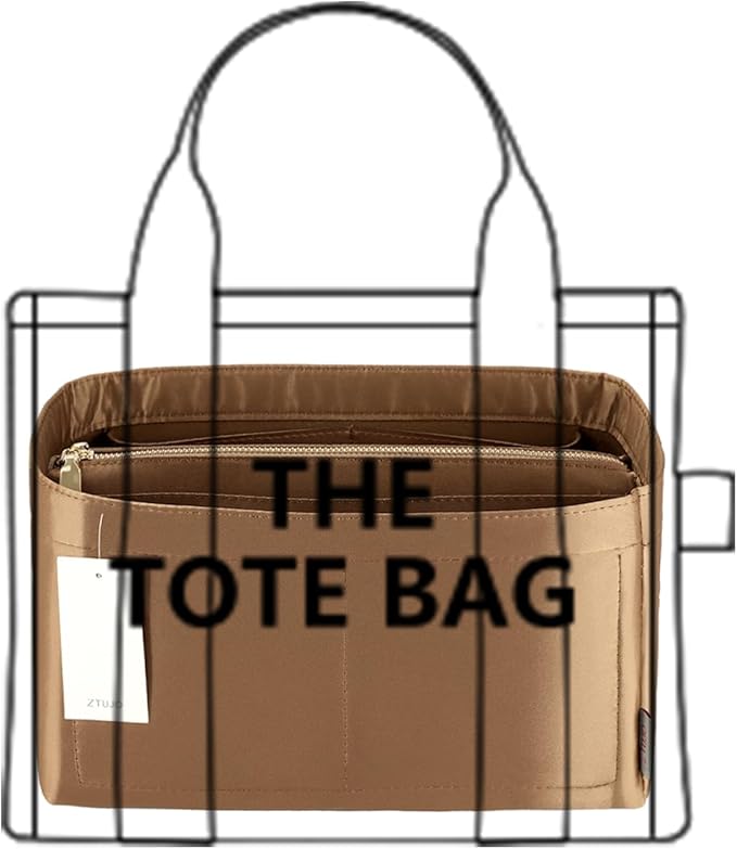 Purse Organizer Insert For Handbags, Purse Organizer With Zipper, Neverfull Organizer, Bag Organizer For Speedy Neverfull ONTHEGO Tote, Handbag and More (Silky Brown, Medium)