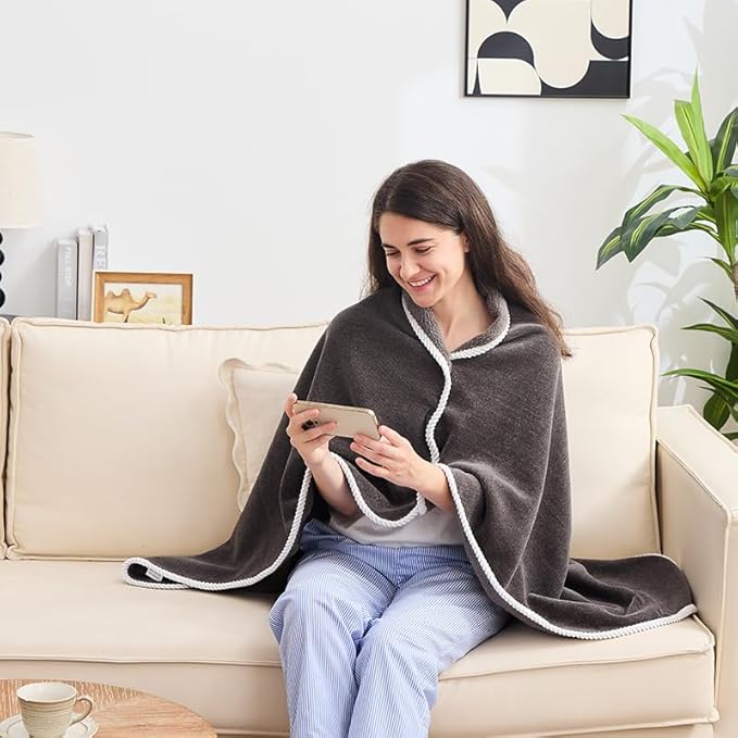 XING YE CHUAN Fleece Wearable Blanket, Comfy Poncho Throw with Buttons, Plush Sleeveless Blankets, for Women Cape Wrap Cover…