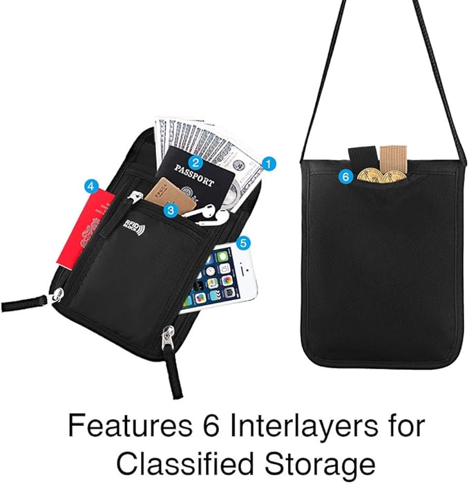 Travel Pouch Neck Wallet Family Passport Holder Organizer Case with RFID Blocking | RFID Blocking