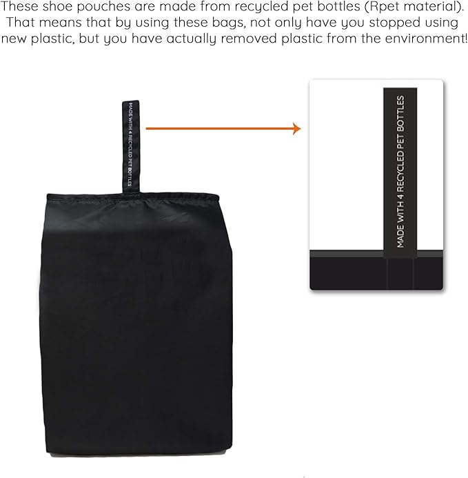Ecoright Shoe Bags for Travel, Set of 2, 100% Recycled Water-Resistant Zipper Pouch Bags, Shoe Bags for Storage, Travel Essentials for Men & Women