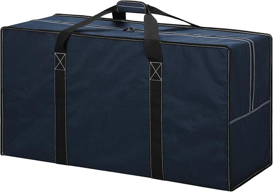 130L Extra Large Travel Duffle Bag - Heavy Duty Water Resistant Luggage for Camping, Sports & Moving - 35 inch Foldable Gear Bag (Navy Blue)