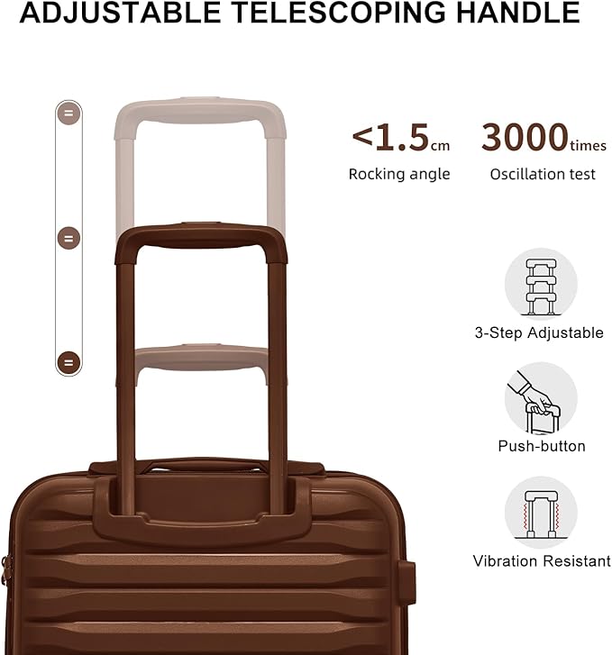 LARVENDER Luggage Sets 3 Piece, Expandable Hardside PP Carry On Luggage Suitcase with 360° Spinner Wheels TSA Lock Suitcase Set for Women Men, Maple