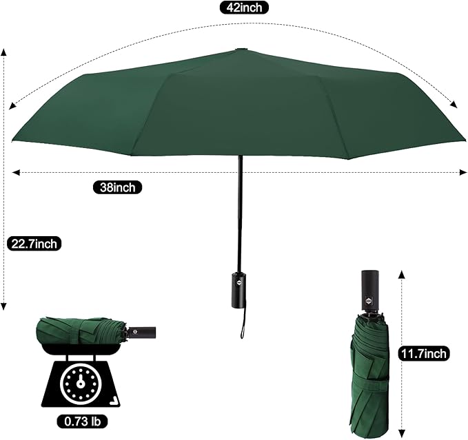 SoulRain Travel Umbrella - Compact Umbrella for Rain - Perfect Large Auto Folding Umbrella - Ideal Car umbrella, Small umbrella, and Travel Companion