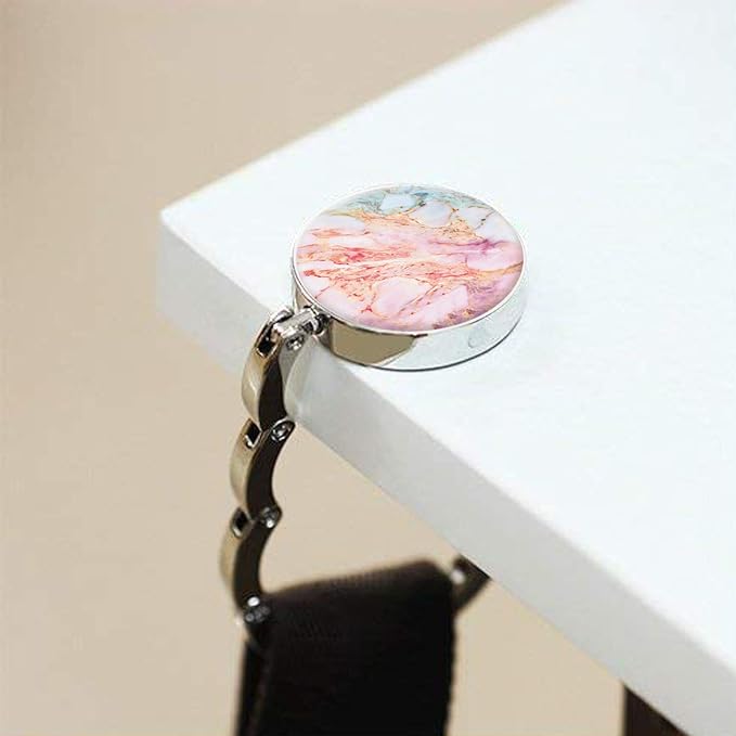 Bosketo Foldable Purse Hook Womens Bag Table Hanger Collection Desk Hooks for Purse (3pack Marble Hook)
