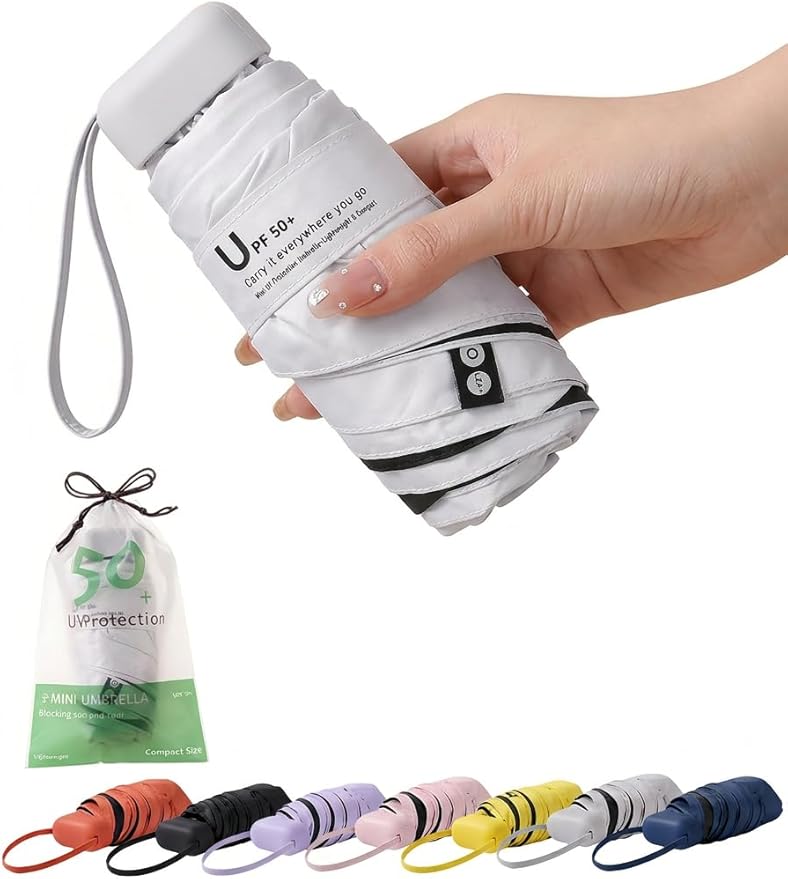 BAODINI Mini Travel Umbrella Small Compact UV Blocking Manual Open Close Portable Sun Protection for Women Kids and Men