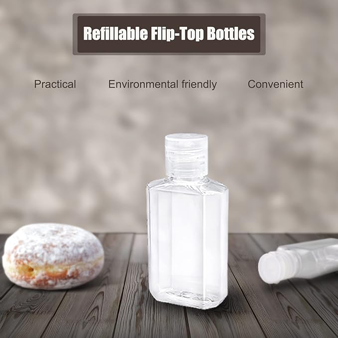 40 Pack 2 Oz Plastic Refillable Bottles with Flip Cap, Travel Size Bottles, Reusable Containers for Business Trip, Outdoor Camping