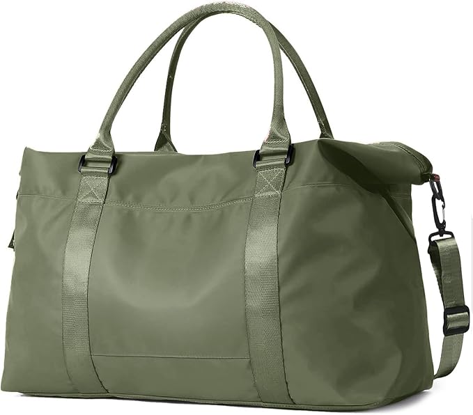 Travel Duffle Bag, Weekender Travel Bag Men Small Gym Bag for Women, Hospital Bag for Labor and Delivery, Overnight Bag Luggage Bag with Trolley Sleeve, Airplane Travel Essentials for Flying(Green)