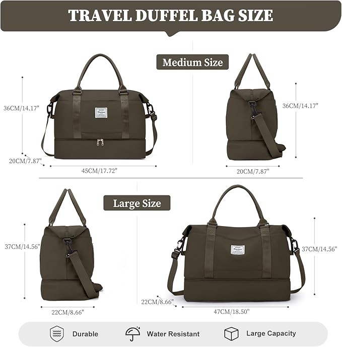 Weekender Bags for Women,Personal Item Travel Bag with Shoes Compartment,Overnight Travel Duffel Bag with Toiletry Bag,Medium