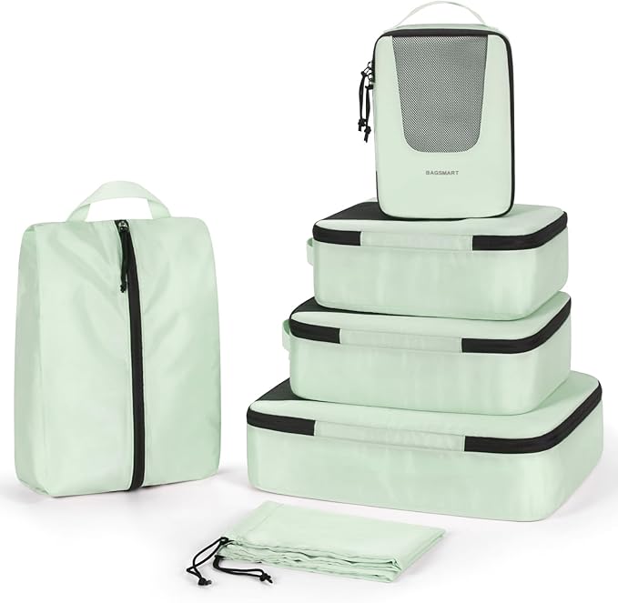 BAGSMART Compression Packing Cubes for Travel, 6/5/4set Lightweight Packing Organizers, Summer Travel Essentials Suitcase Organizer Bags Set