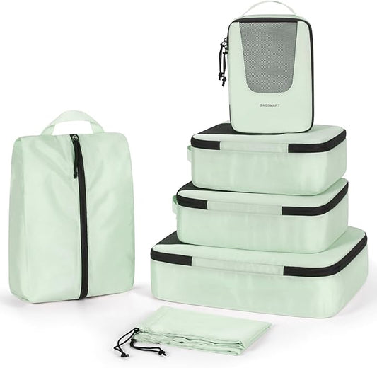 BAGSMART Compression Packing Cubes for Travel, 6/5/4set Lightweight Packing Organizers, Summer Travel Essentials Suitcase Organizer Bags Set