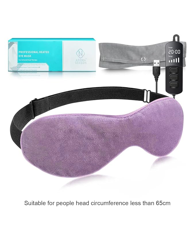 Aroma Season Heated Eye Mask for Dry Eyes, Warm Eye Compress with Flaxseed Graphene FIR for MGD, Dry Eye Syndrome, Chalazion Blepharitis Treatment, Steam Moist Heat Therapy to Unclog Glands (Purple)