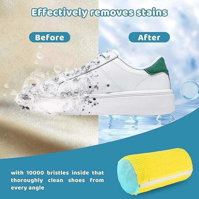 Shoe Washing Machine Bags, XXL Shoe Laundry Bags for Washer Dryer, Sturdy Zipper with Hook Design, Sneaker Dry Bags Included, Reusable Washing Bag for Sneaker, Tennis, White 1pc