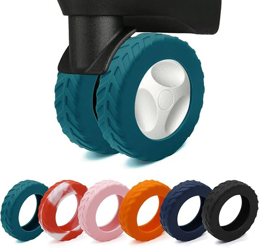 XYOFUN Luggage Wheel Covers - Upgraded 8-Pack Anti Dust & Scratch Noise Reduction Carry On/Travel Suitcase Wheel Protector - For 2-2.4" wheels - Lake Blue