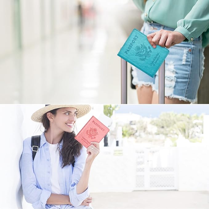 Eoehro Passport Holder for Travel Essentials-2Pack, Passport Wallet Cover Case for Travel Must Haves Accessories,Passport Book Holders for Women and Men