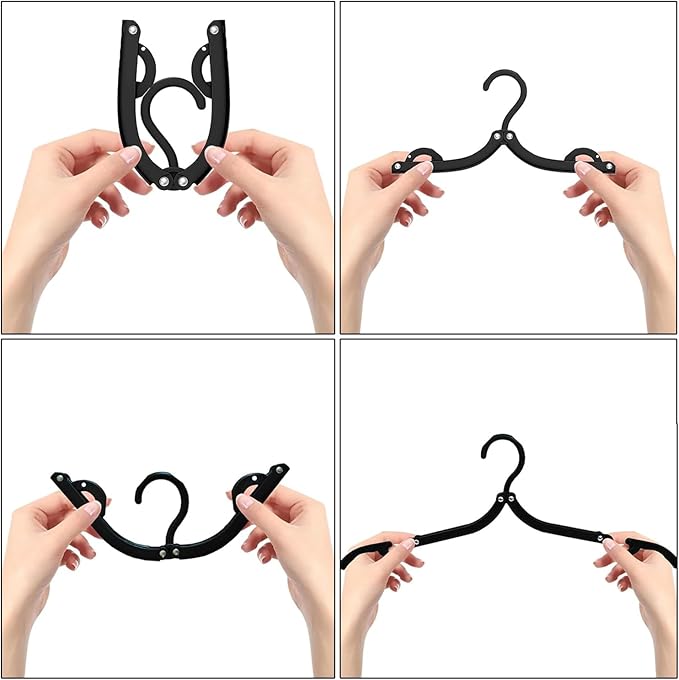 Travel Folding Hanger Household Multifunctional Portable Hanger (Black)