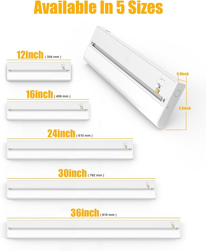 30‘’ Hardwired Under Cabinet Lighting, 3 Color Settings - 2700K/4000K/5000K | Warm White, Cool White, and Daylight Under Cabinet Lighting, 20W 1600LM Dimmable Under Counter Lights for Kitchen, CRI>97