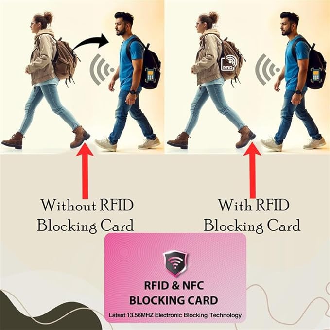 SaiTech IT 5 Pack RFID Blocking Cards Protect Your Entire Wallet, Purse, and Cards from NFC Contactless Theft Wallet for Men & Women - Pink
