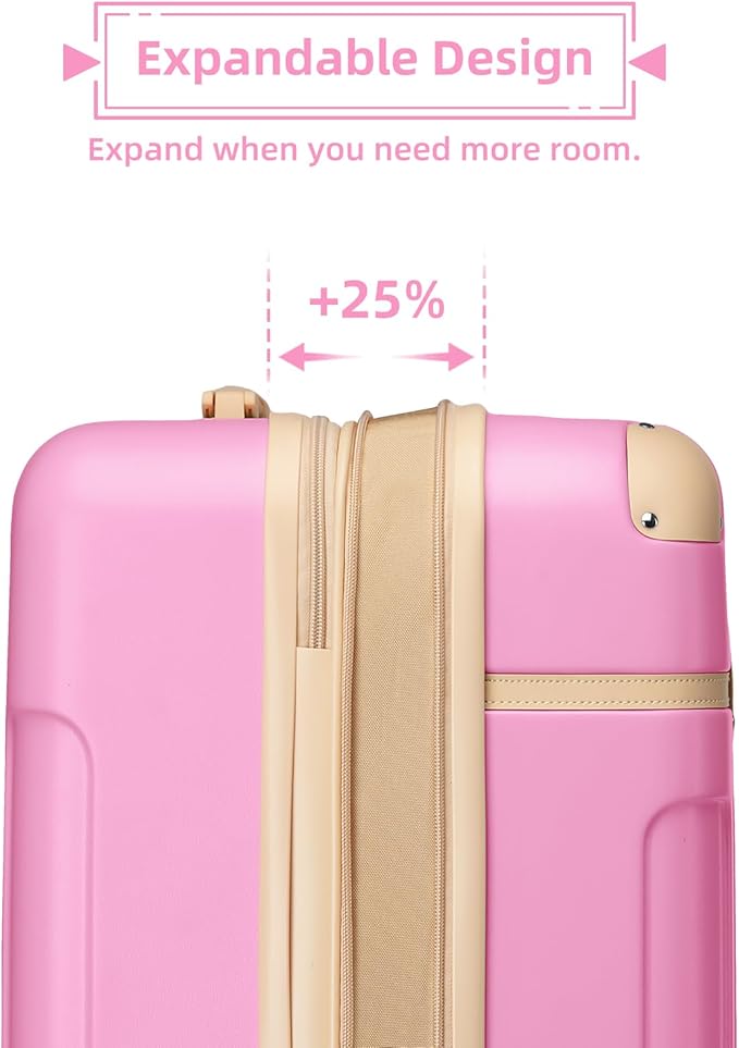 LARVENDER Carry On Luggage 22x14x9 Airline Approved with Spinner Wheels, Expandable 20 Inch Luggage with TSA Lock, Hard Shell Carry On Suitcases for Women Men, Berry