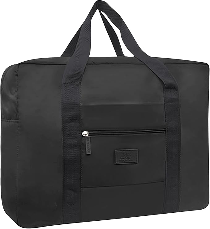 Travel Duffel Bag Lightweight Foldable Travel Bag for Women and Men Waterproof Tote Carry On Luggage Bag Weekender Overnight Bag (Black)