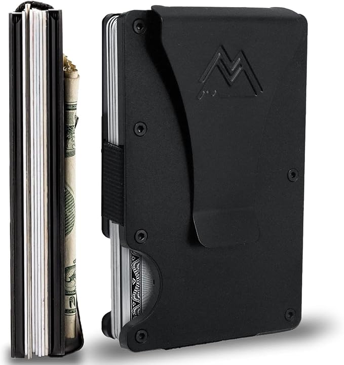 Mountain Voyage Co Minimalist Wallet for Men - Slim RFID I Scratch Resistant, Matte Black Credit Card Holder & Money Clip, Easily Removable Money & Cards, Mens Wallets