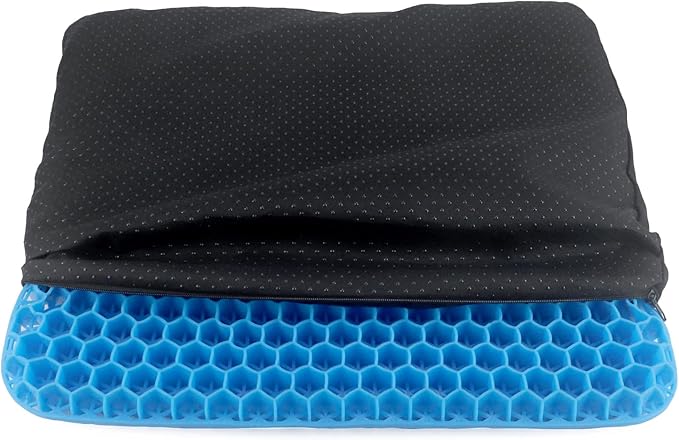 QWORK Gel Seat Cushion, Gel Cushion, Cool & Breathable & Non-Slip for Car, Office, Home, Wheelchair (Blue, 40 x 35 x 3.2 cm)