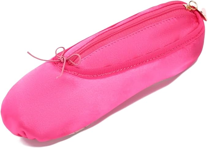 Ballet Dance Shoe Makeup Bag For Little Girls, Ballerina Slipper Makeup Pouch Bag, Ballet Pointe Shoes Gifts (Hot Pink)