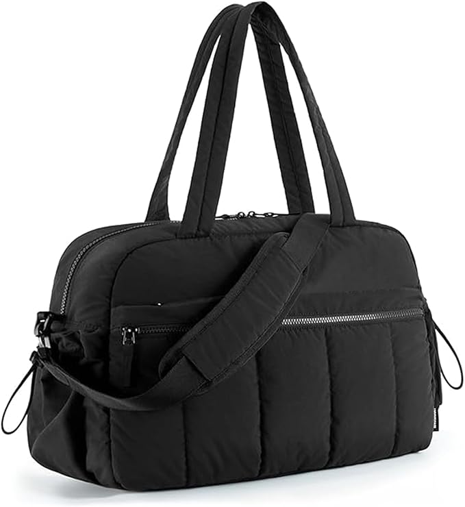Mini Gym Bag for Women Girls, Crossbody Tote Bag with Wet Pocket, Water Resistant Travel Duffle Bag, Dance Workout Sport Bag, Pink (Black, M)