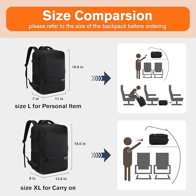 Smart Suitcase-style Laptop Backpack, 25L / 35L Practical Travel Bag for Work, Leisure & Flight, Luggage-Style Commuter Pack (All-Black, 25L)