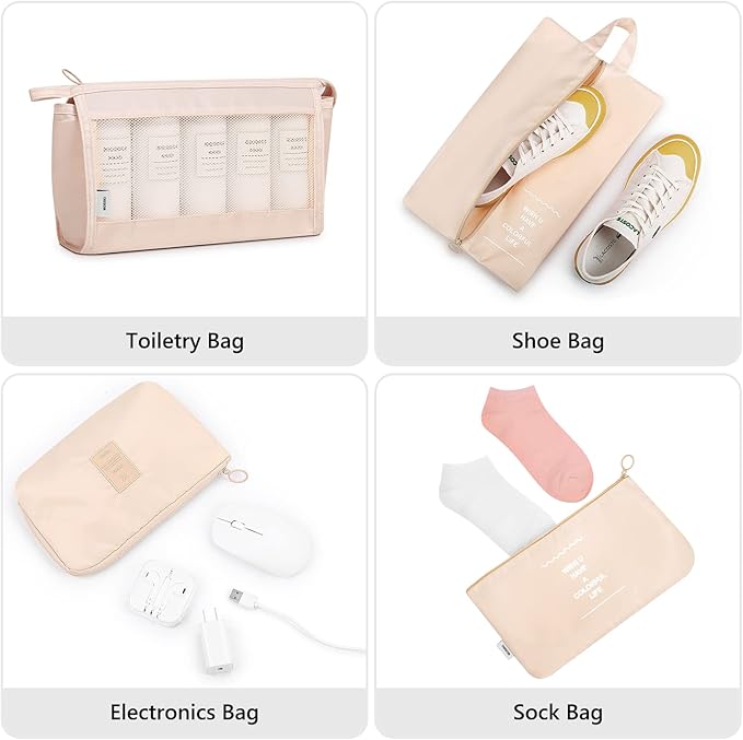 Mossio 9 Set Packing Cubes with Shoe Bag & Electronics Bag - Luggage Organizers Suitcase Travel Accessories