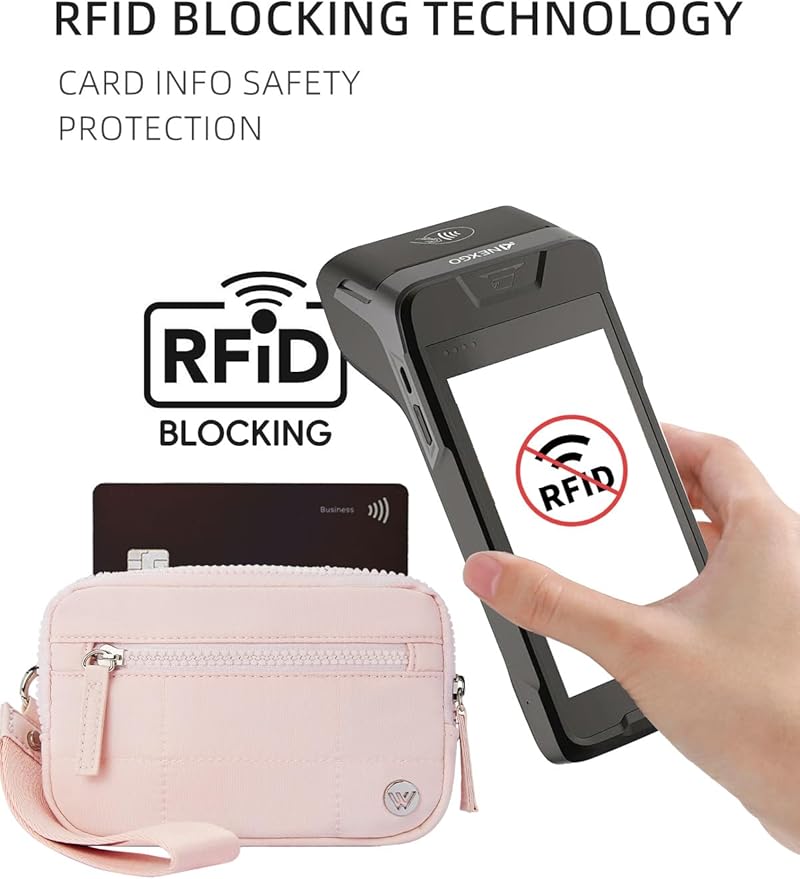 WESTBRONCO Wristlet Wallets for Women – RFID Blocking Quilted Nylon Phone Wallet, Card Holder Purse for Travel & Everyday Use