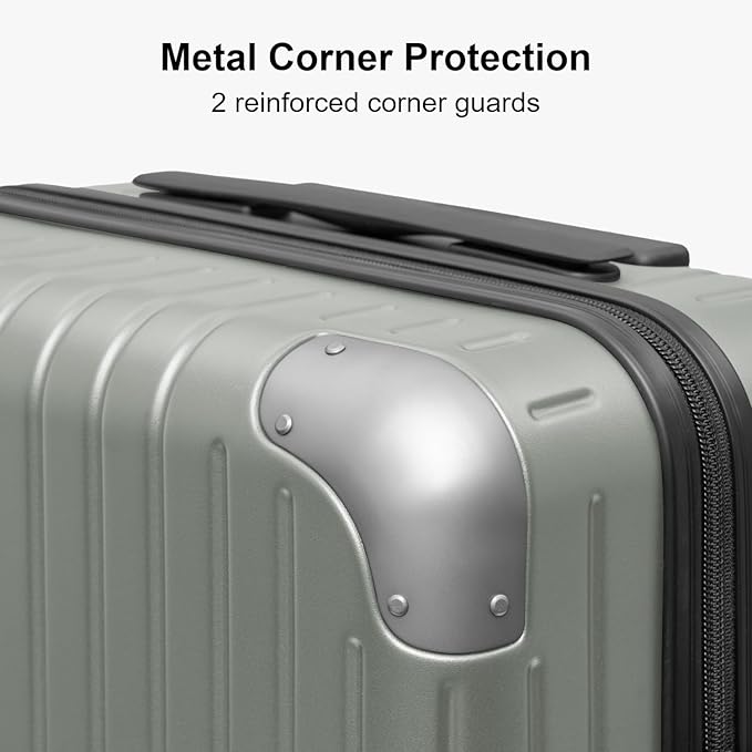 LEVEL8 Carry on Luggage Airline Approved, Hardshell Suitcases with Spinner Wheels, Lightweight PC Luggage, 20 inch, Green
