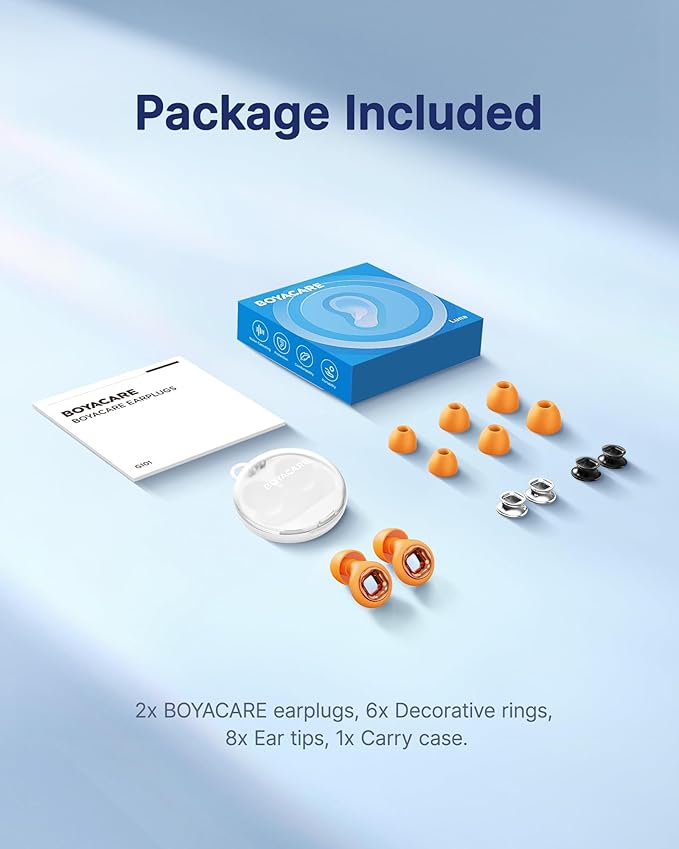 Ear Plugs for Sleeping Noise Cancelling, 45dB Reusable Earplugs for Noise Reduction, Hearing Protection Ear Plugs with 8 Ear Tips, Soft Silicone Earplugs for Sleep, Concerts, Snoring, Study (Orange)