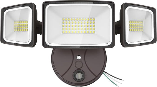 Onforu 80W LED Dusk to Dawn Flood Lights, 8000LM Brown Exterior Security Outdoor Lighting,IP65 Waterproof Outdoor 3 Adjustable Heads Photocell Light Fixture,6500K Floodlight for Garage,Patio,Yard