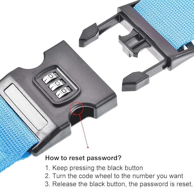 uxcell Luggage Straps Suitcase Belts with Buckle, Combination Lock, 2Mx5cm Adjustable PP Travel Bag Packing Accessories, Sky Blue 2Pcs