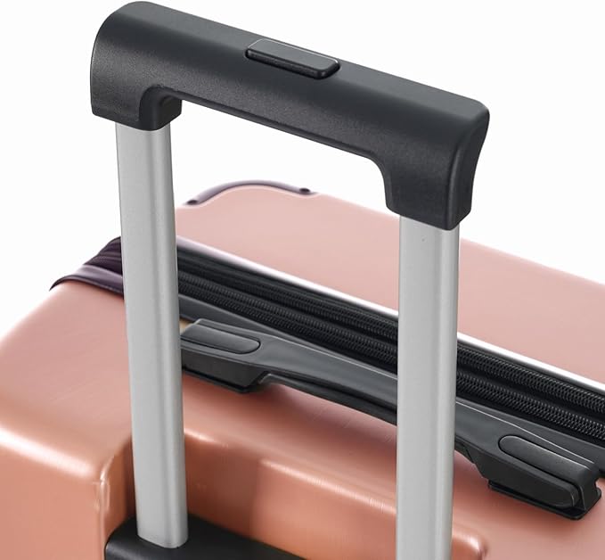 28 Inch Checked-Large Luggage, Lightweight ABS Hard Shell Suitcase with Spinner Wheels, Expandable Travel Luggage with Combination Lock & Side Hooks for Men Women (Rose Pink, 28)