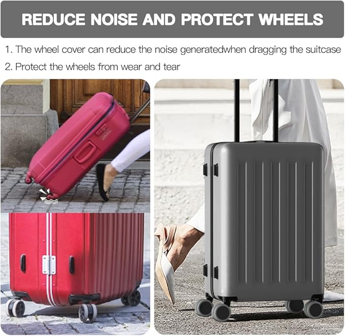 TUCANA Silicone Luggage Wheel Protect Covers for Suitcases, Elastic, Mute and Shockproof (Gray)