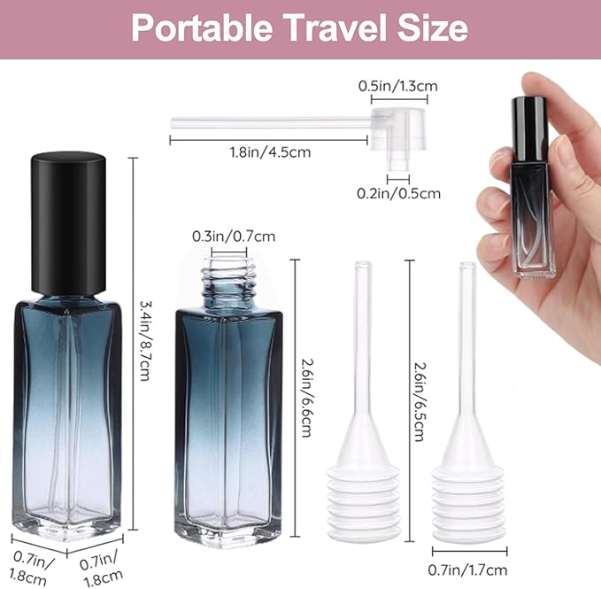 YOCASII 4PCS Perfume Travel Refillable Mini Spray Bottle, 10ml Glass Perfume Atomizer Refillable Cologne Bottle, Travel Cologne Sprayer with Funnel