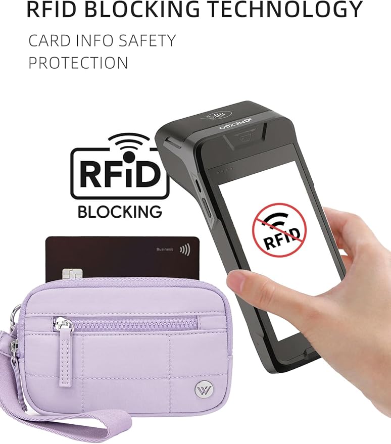 WESTBRONCO Wristlet Wallets for Women – RFID Blocking Quilted Nylon Phone Wallet, Card Holder Purse for Travel & Everyday Use