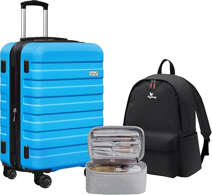 Zebra 20" Expandable Carry-On, Lightweight Hardshell Suitcase with Spinner Wheels,Blue