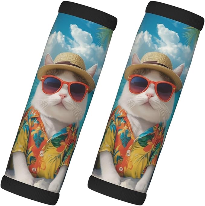 Cute Cats Beach Sunglasses Luggage Handles Wrap Grips For Suitcases Luggage Travel Accessories For Airplane 2pcs