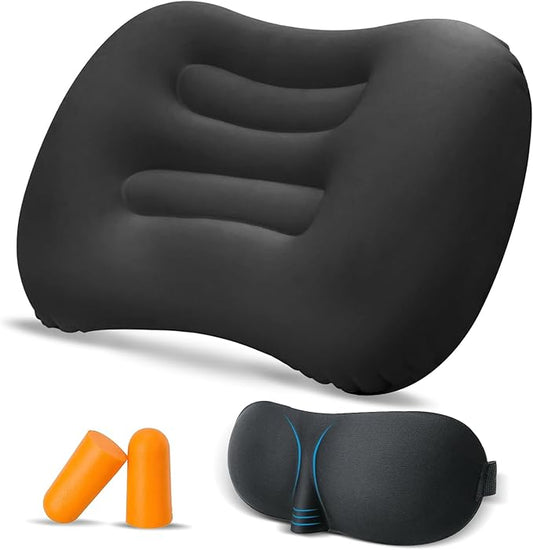 Ultralight Inflatable Camping Travel Pillow - Inflatable Pillow for Neck Lumbar Support,Upgrade Backpacking Pillow,Travel Air Pillows for Camping,Hiking,Backpacking,Press Inflate (Black)