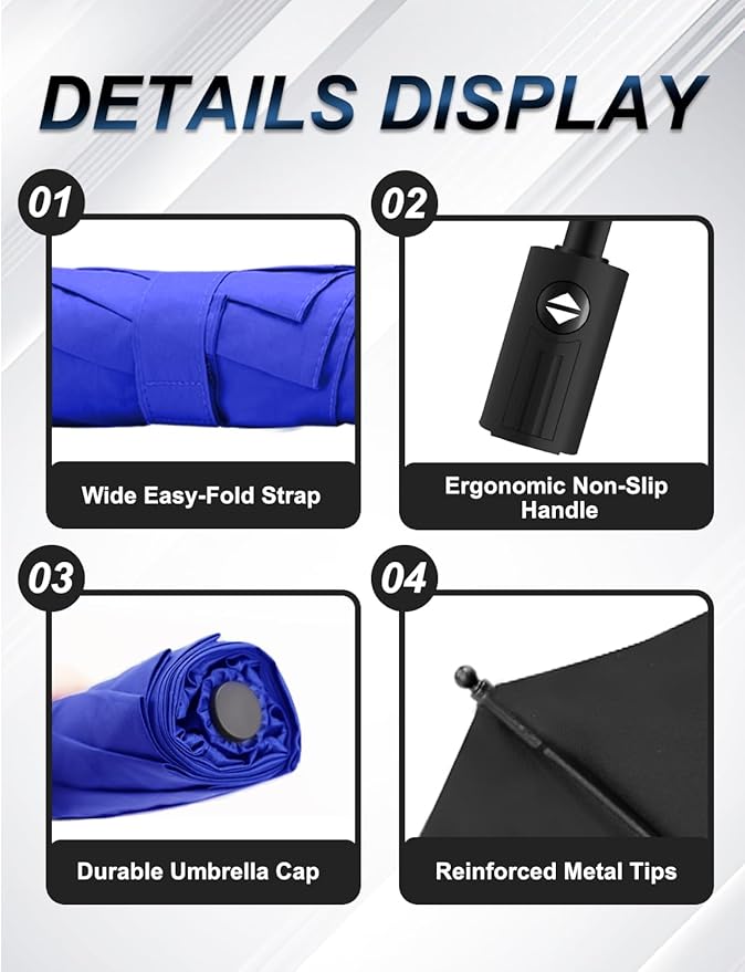 SoulRain Travel Umbrella - Compact Umbrella for Rain - Perfect Large Auto Folding Umbrella - Ideal Car umbrella, Small umbrella, and Travel Companion