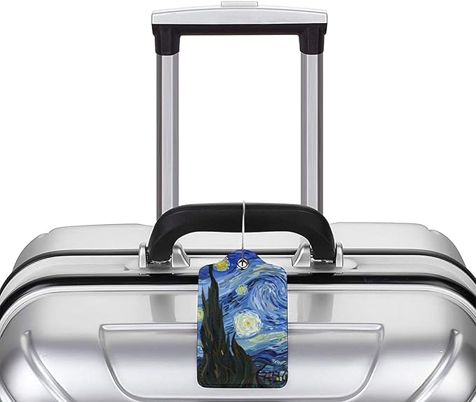 Starry Sky 2 Pcs Luggage Tags Starry Night Privacy Cover Id Label with Stainless Steel Loop and Address Card for Suitcases & Travel Bags