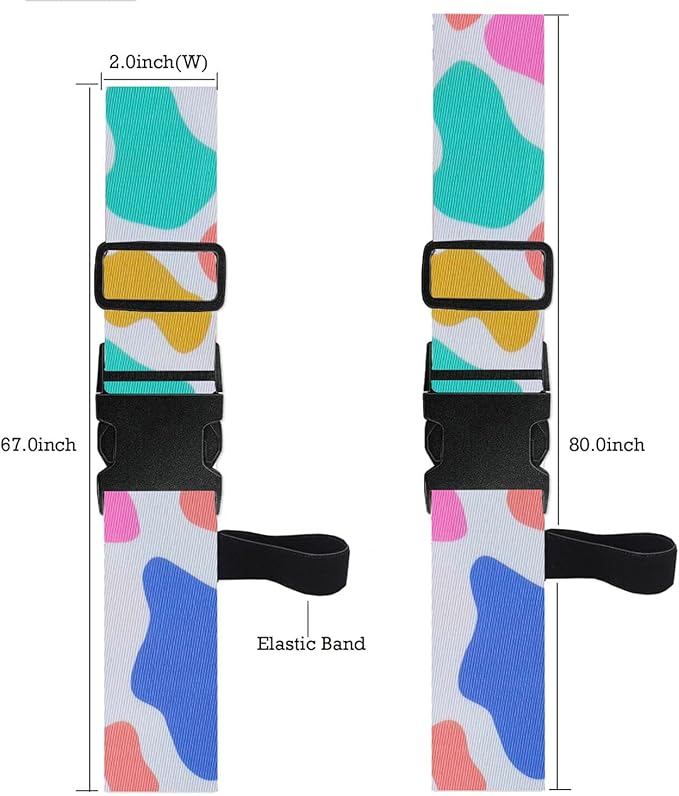 Luggage Straps for Suitcases TSA Approved Easy Pack Organized Suitcase Strap, Luggage Strap, Luggage Belt Strap, Bag Straps for Luggage. Buckle Straps Travel Accessories (Cow Printing)