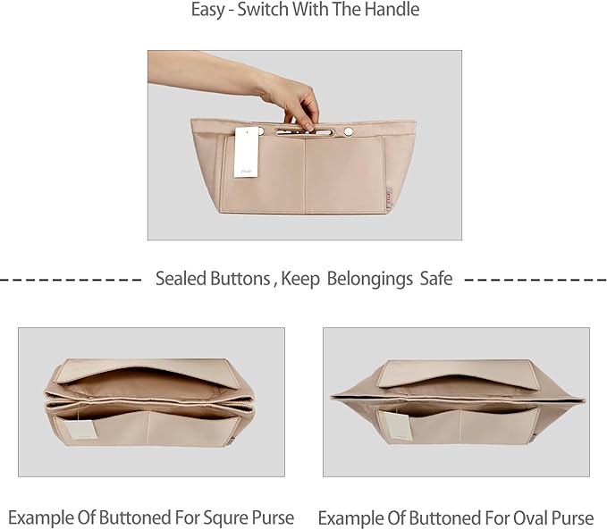 ZTUJO Purse Organizer Insert For Handbag & Tote Shaper,Tote Bag Organizer Insert For Speedy Neverful, 6 Sizes(Small, Silky Beige)